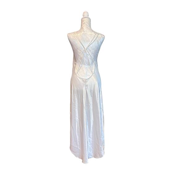 Vintage White Satin Nightgown Womens Sz Medium Plunging Sexy Neckline Sleeveless - Picture 2 of 16